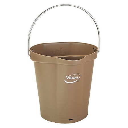 1 1/2 gal Round Bucket, 9 19/32 in Dia, Brown, Polypropylene/Stainless Steel MPN:568866