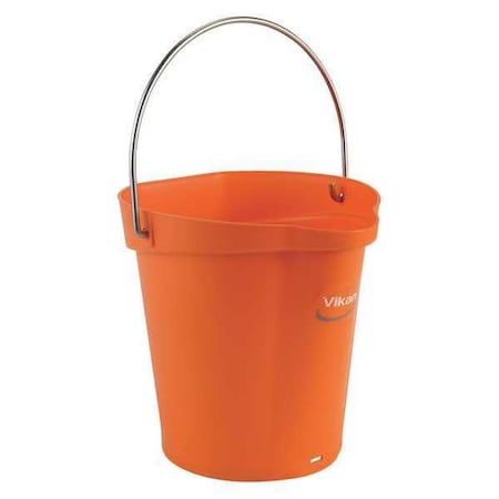 1 1/2 gal Round Bucket, 9 19/32 in Dia, Orange, Polypropylene/Stainless Steel MPN:56887