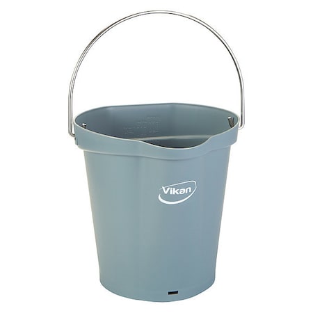1 1/2 gal Round Bucket, 9 19/32 in Dia, Gray, Polypropylene/Stainless Steel MPN:568888