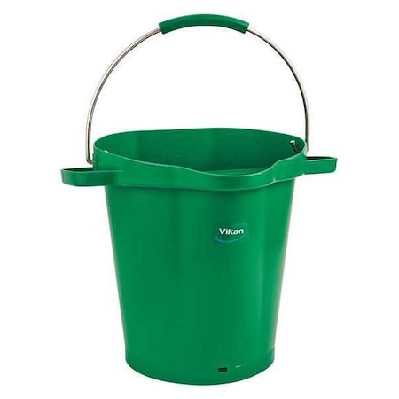 5 1/4 gal Round Bucket, 15 in H, 14 1/8 in Dia, Green, Polypropylene/Stainless Steel MPN:56922