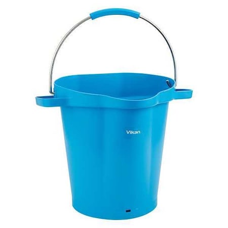 5 1/4 gal Round Bucket, 15 in H, 14 1/8 in Dia, Blue, Polypropylene/Stainless Steel MPN:56923