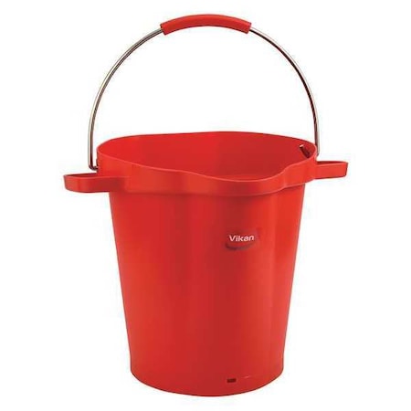5 1/4 gal Round Bucket, 15 in H, 14 1/8 in Dia, Red, Polypropylene/Stainless Steel MPN:56924