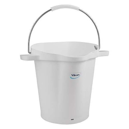 5 1/4 gal Round Bucket, 15 in H, 14 1/8 in Dia, White, Polypropylene/Stainless Steel MPN:56925