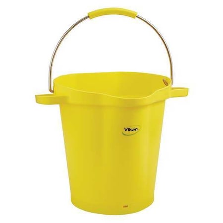 5 1/4 gal Round Bucket, 15 in H, 14 1/8 in Dia, Yellow, Polypropylene/Stainless Steel MPN:56926