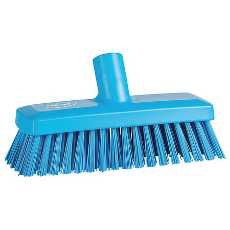 3 in W Deck and Wall Brush Head, Stiff, Not Applicable L Handle, 8 57/64 in L Brush, Blue MPN:70423