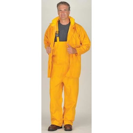 3-Piece Rainsuit with Detachable Hood, Polyester, PVC, 150 den Thick, Detachable, Yellow, XL MPN:2900Y-XL