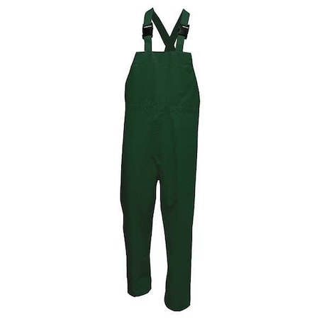 Rain Bib Pants, Polyester, 31 in Inseam, Elastic Closure, Green, Size S MPN:2910PG-S