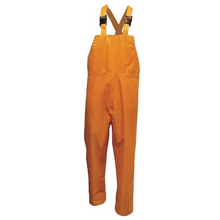 Rain Bib Pants, Polyester, 32 in Inseam, Elastic Closure, Yellow, Size L MPN:2910PY-L
