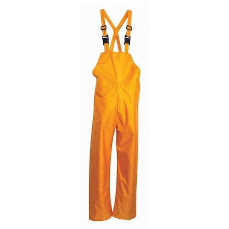 Rain Bib Pants, Polyester, 34 in Inseam, Elastic Closure, Yellow, Size 4XL MPN:2910PY-XXXXL
