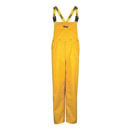 Rain Bib Pants, 100% Nylon, 31 1/2 in Inseam, Elastic Closure, Yellow, Size M MPN:3300P-M