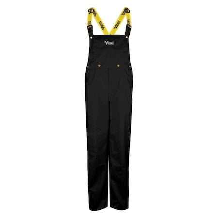 Rain Bib Pants, 100% Nylon, 32 1/2 in Inseam, 39 in Waist, Black, XL MPN:3307P-XL