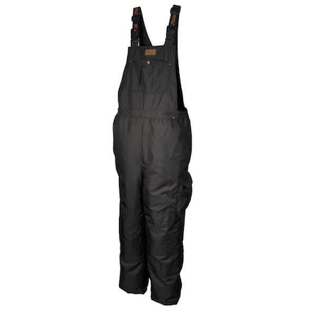 Rain Bib Pants, Polyester, 32 in Inseam, 36 in Waist, 0.45mm Thickness, Black, L MPN:3910PB-L