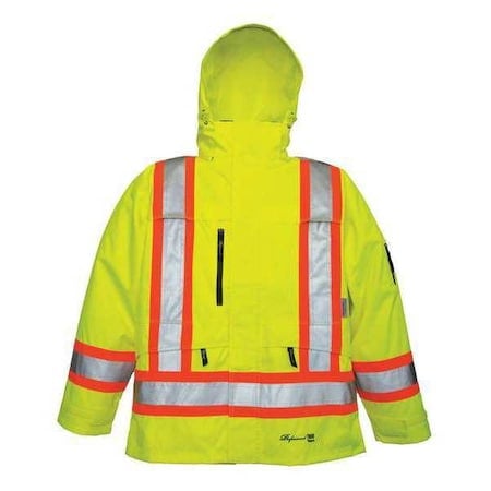 Rain Jacket with Detachable Hood, 300 Denier Trilobal Rip-Stop Polyester, Waterproof Breathable, XL MPN:3930JG-XL