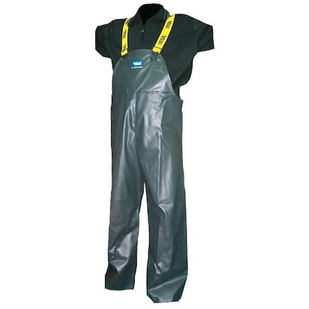 Rain Bib Pants, Polyester, PVC, 34 in Inseam, Green, Size 4XL MPN:4110P-XXXXL