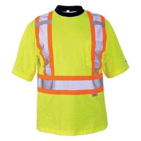Unisex High Visibility Short Sleeve Shirt, Polyester/Cotton, Pullover, Green, L MPN:6000G-L