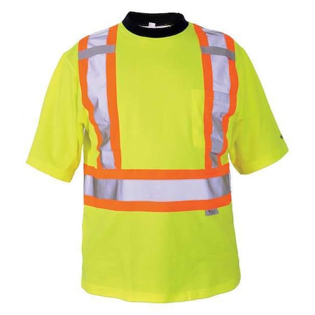 Unisex High Visibility Short Sleeve Shirt, Polyester/Cotton, Pullover, Green, 2XL MPN:6000G-XXL