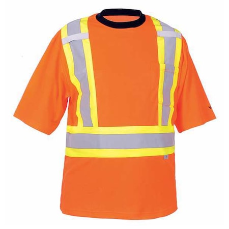 Unisex High Visibility Short Sleeve Shirt, Polyester/Cotton, Pullover, Orange, 4XL MPN:6000O-XXXXL