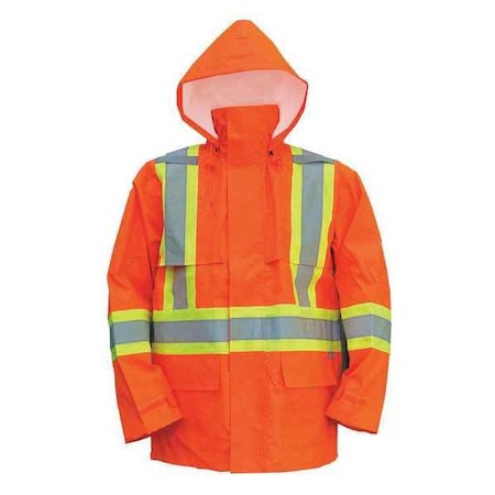 Hi-Viz Safety Jacket, Polyester, Polyurethane, Class 3 Type R, Orange, M MPN:6323JO-M