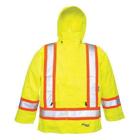 Hi-Viz Safety Jacket, Polyester, Polyurethane, Class 3 Type R, Green, M MPN:6330JG-M