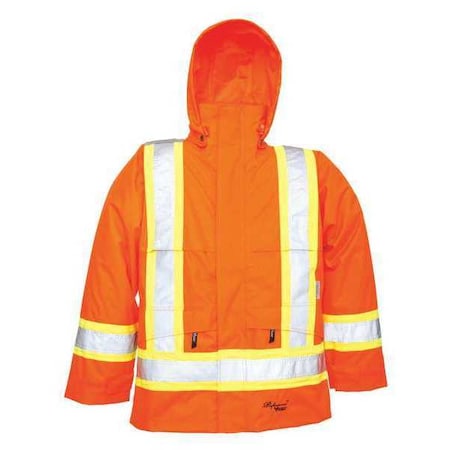 Hi-Viz Safety Jacket, Polyester, Polyurethane, Class 3 Type R, Orange, S MPN:6330JO-S
