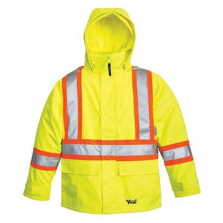 3-in-1 Tri-Zone Rain Jacket, 300 Denier Polyester/PVC, Class 3 Type R, Yellow/Green, 3XL MPN:6400JG-XXXL