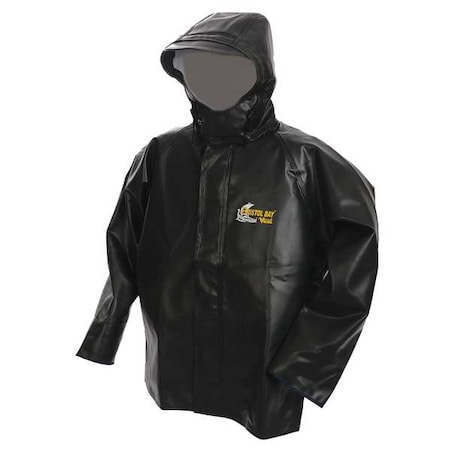 Rain Jacket w/Hood, 0.75mm PVC, Green, L MPN:7125J-L