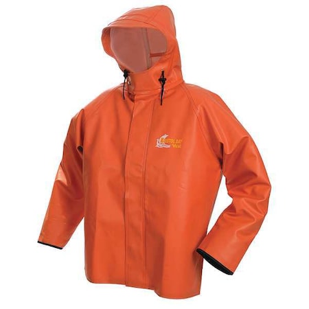 Rain Jacket w/Hood, 0.75mm PVC, Orange, S MPN:8125J-S