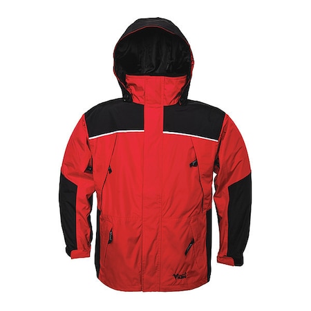 Jacket, Polyester/PVC, hook-and-loop, zipper, Black/Red, M MPN:838CR-M