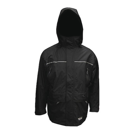 Jacket, Polyester/PVC, Adjustable Wrists With Hook-And-Loop, Zipper, Black, Xl MPN:850BK-XL
