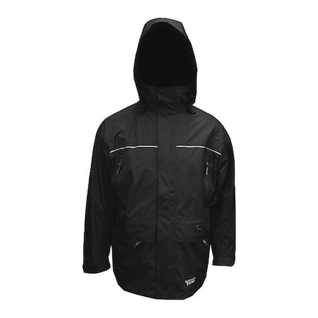 Jacket, Polyester/PVC, Adjustable Wrists With Hook-And-Loop, Zipper, Black, 2XL MPN:850BK-XXL