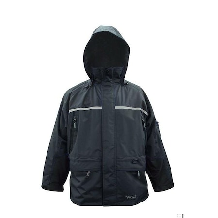 Jacket, Polyester/PVC, Cuff With Hook-And-Loop, Zipper, Black, L MPN:858JB-L