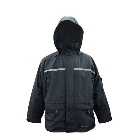 Jacket, Polyester/PVC, Cuff With Hook-And-Loop, Zipper, Black, 4Xl MPN:858JB-XXXXL