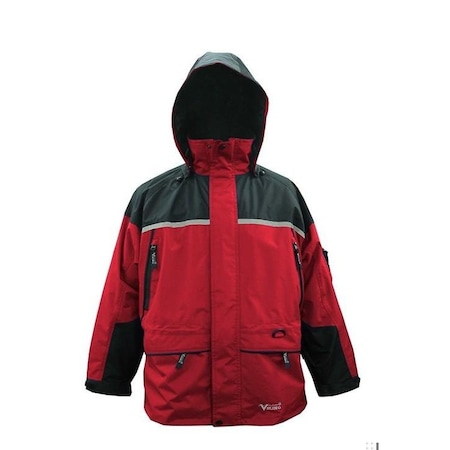 Jacket, Polyester/PVC, Cuff With Hook-And-Loop, Zipper, Red/Black, S MPN:858JBR-S