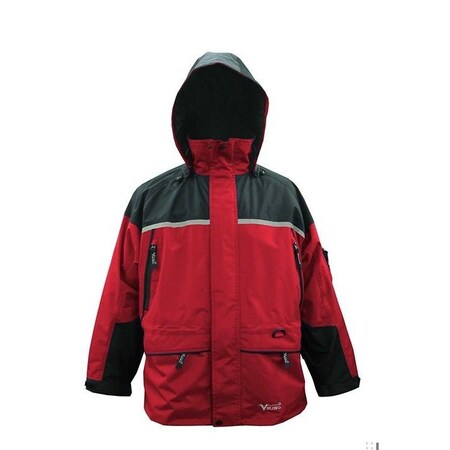 Jacket, Polyester/PVC, Cuff With Hook-And-Loop, Zipper, Red/Black, Xl MPN:858JBR-XL