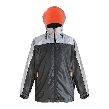 Jacket, Polyester Fabric, Elastic Cuffs with Hook-and-Loop, Zipper, Gray/Charcoal, L MPN:910CO-L