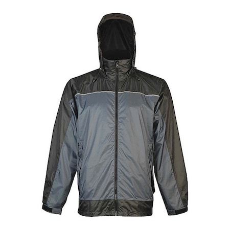 Jacket, Polyester Fabric, Elastic Cuffs with Hook-and-Loop, Zipper, Steel Blue, M MPN:910CSB-M