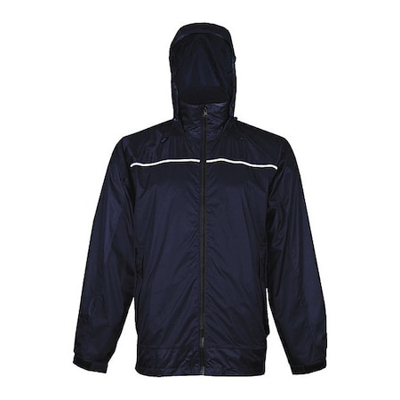 Jacket, Polyester Fabric, Elastic Cuffs with Hook-and-Loop, Zipper, Navy, 3XL MPN:910N-XXXL