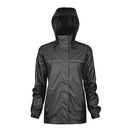 Jacket, Polyester/PU, Adjustable Hem and Elastic Cuffs With Hook-And-Loop, Zipper, Black, L MPN:920BK-L