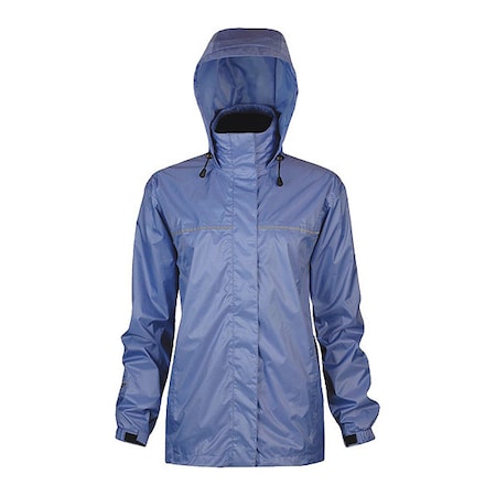 Jacket, Polyester/PU, Adjustable Hem and Elastic Cuffs With Hook-And-Loop, Zipper, Hydro Blue, L MPN:920HB-L