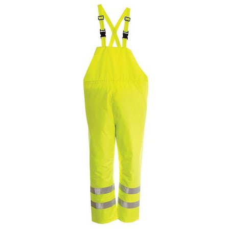 Hi-Visibility Rain Bib Pants, Polyester, Polyurethane, 33 in Inseam, Elastic Closure, Green/Yellow MPN:D6323PG-XXL