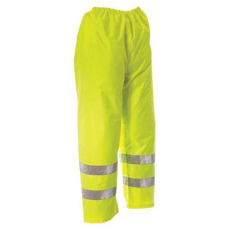 Hi-Visibility Rain Bib Pants, 150D Rip-Stop Polyester, Polyurethane, 31 1/2 in Inseam, Gree/Yellow MPN:D6323WPG-M