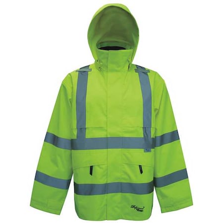 Hi-Viz Safety Jacket, Polyester, Polyurethane, Class 3 Type R, Green, M MPN:D6329JG-M