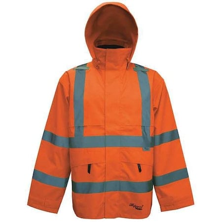 Hi-Viz Safety Jacket, Polyester, Polyurethane, Class 3 Type R, Orange, S MPN:D6329JO-S