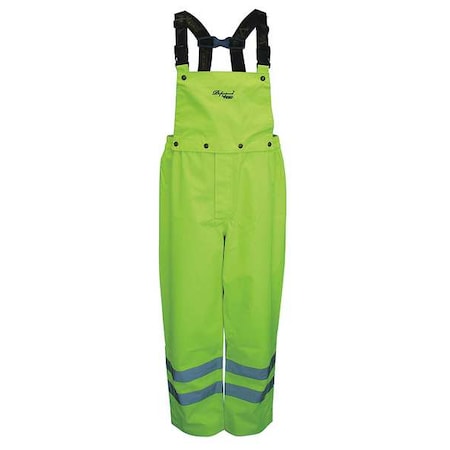 Hi-Visibility Rain Bib Pants, Polyester, 31 1/2 in Inseam, 33 in Waist, 0.40mm Thickness, M MPN:D6329PG-M