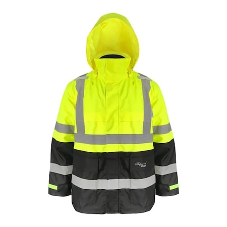 3-in-1 Tri-Zone Jacket, 300D TrilobalRipstop, Class 3 Type R, HI-Viz Green, S MPN:D6435JG-S