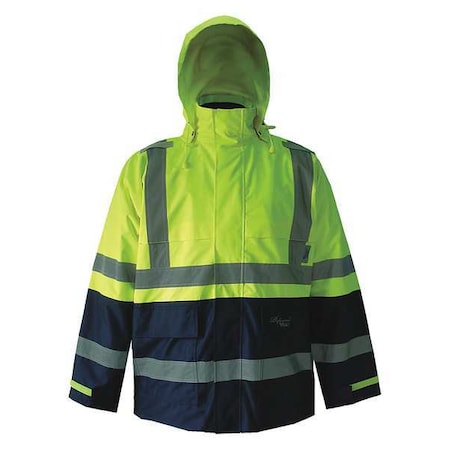 3-in-1 Tri-Zone Jacket, 300D TrilobalRipstop, Class 3 Type R, HI-Viz Green, XL MPN:D6435JG-XL