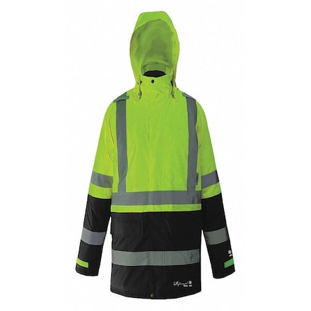 Hi-Viz Insulated Safety Jacket, Polyester, Polyurethane, Class 3 Type R, Black/Yellow, XL MPN:D6455JG-XL
