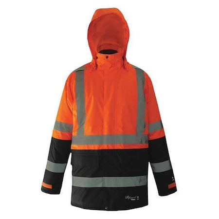 Hi-Viz Insulated Safety Jacket, Polyester, Polyurethane, Class 3 Type R, Black/Orange, L MPN:D6455JO-L