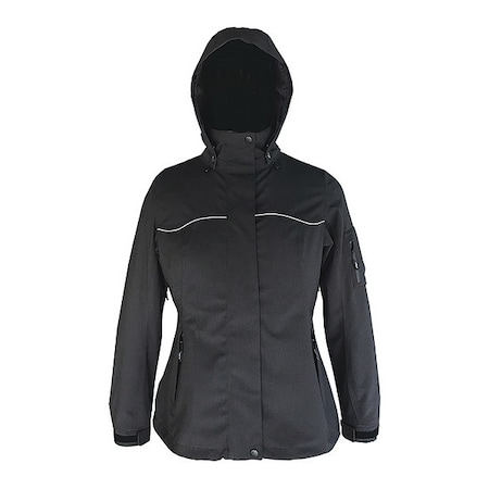 Jacket, Twined Polyester, Front Zipper and Hookand-Loop Closure, Black, S MPN:EV202BK-S