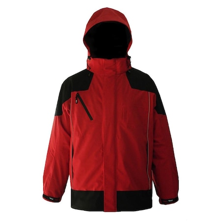Jacket, Polyester/PU, hook-and-loop, zipper, Red/Black, M MPN:EV400BR-M